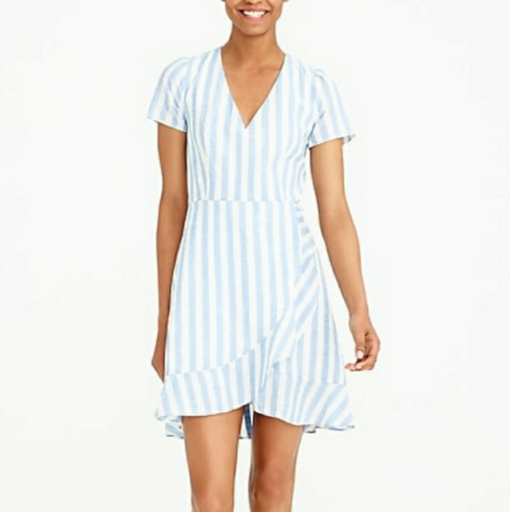J. Crew faux wrap striped dress